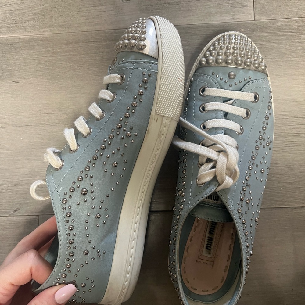 Miu Miu Blue Leather Studded sneakers size 36 - Picture 14 of 14